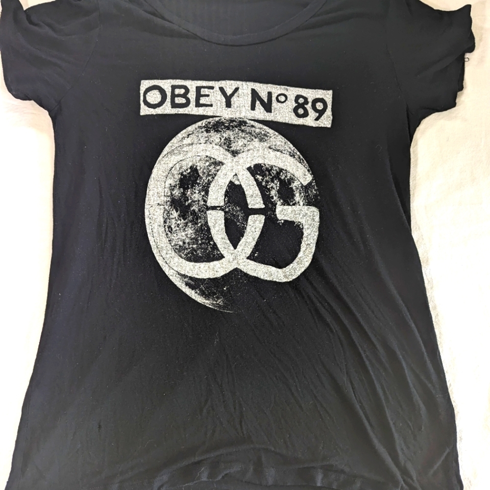 Obey 89 Sheer/Opaque Fabric Featuring Logo With Moon Small